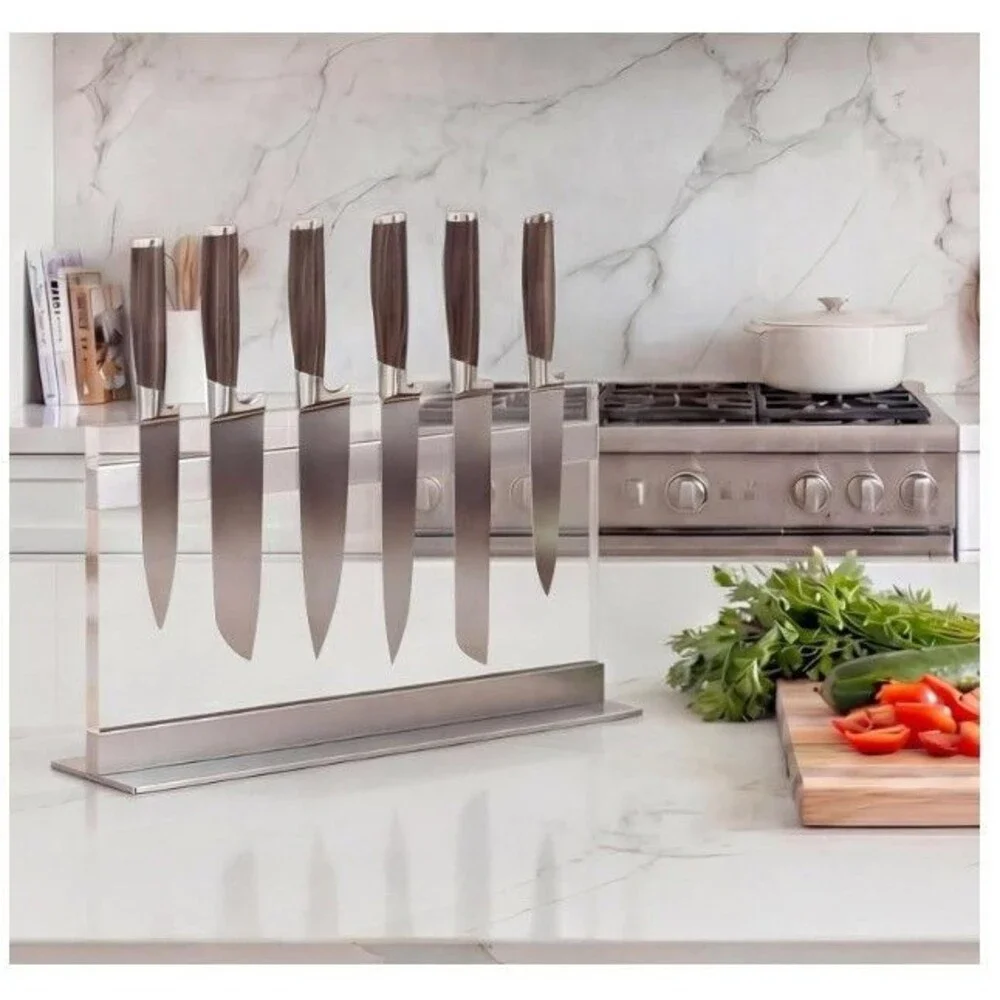 THMINS Acrylic Magnetic Knife Block Double Sided Clear Kitchen Knife 16 X 10 NIB